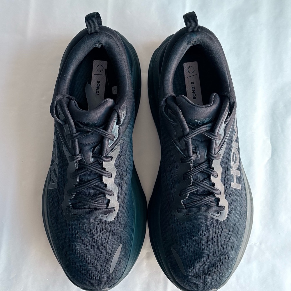 HOKA One One Bondi 8 Women’s 12 Triple Black Running Shoes Cushioned Trainer - Picture 2 of 12